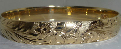 ハワイアンジュエリーYellow Gold Rased Bangle 10mm \379,000（US#7）