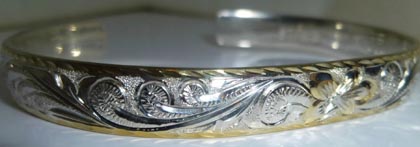 Silver Cuff Bangle ～Yg Plating～