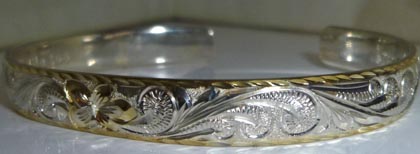 Silver Cuff Bangle ～Yg Plating～ ハワイアンジュエリー